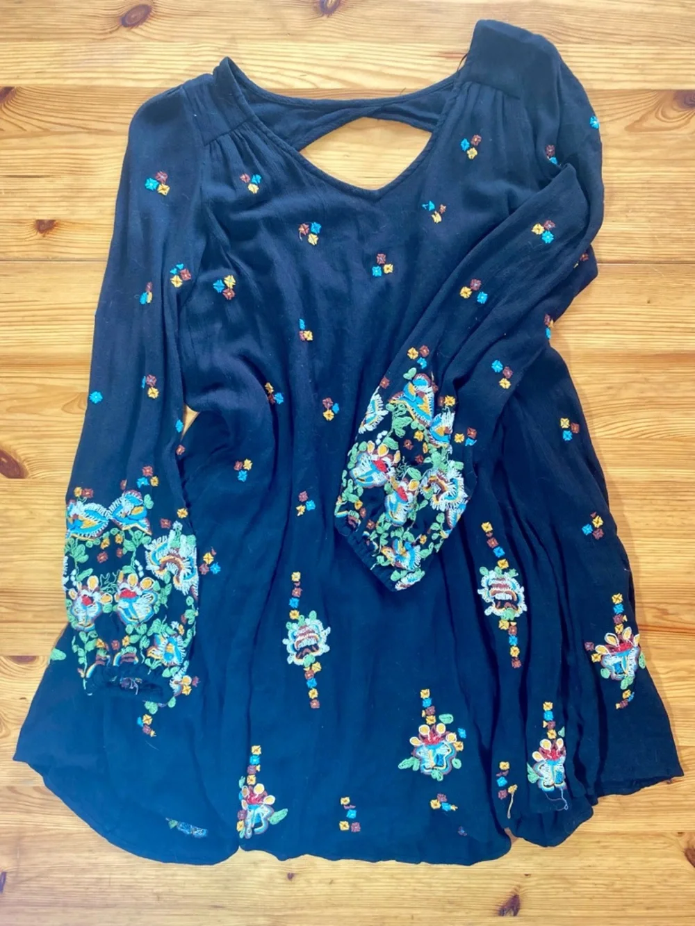 Free People Oxford Festival Fairy Keyhole Floral Embroidered Swing Dress Size XS - Picture 8 of 10